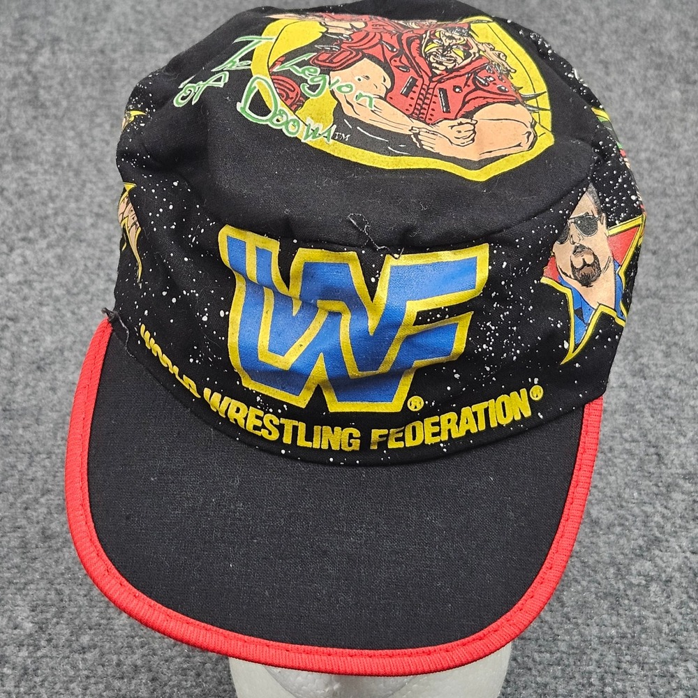 Vintage WWF Painter Hat Wrestling Superstars Cap Black Hulk Hogan Legion of Doom